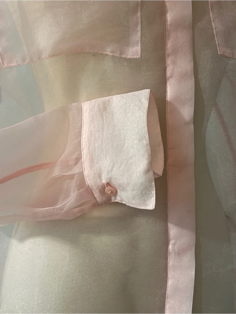 Rachel Zoe Sheer Pink Organza Button Front Blouse Size Small - Picture 7 of 10